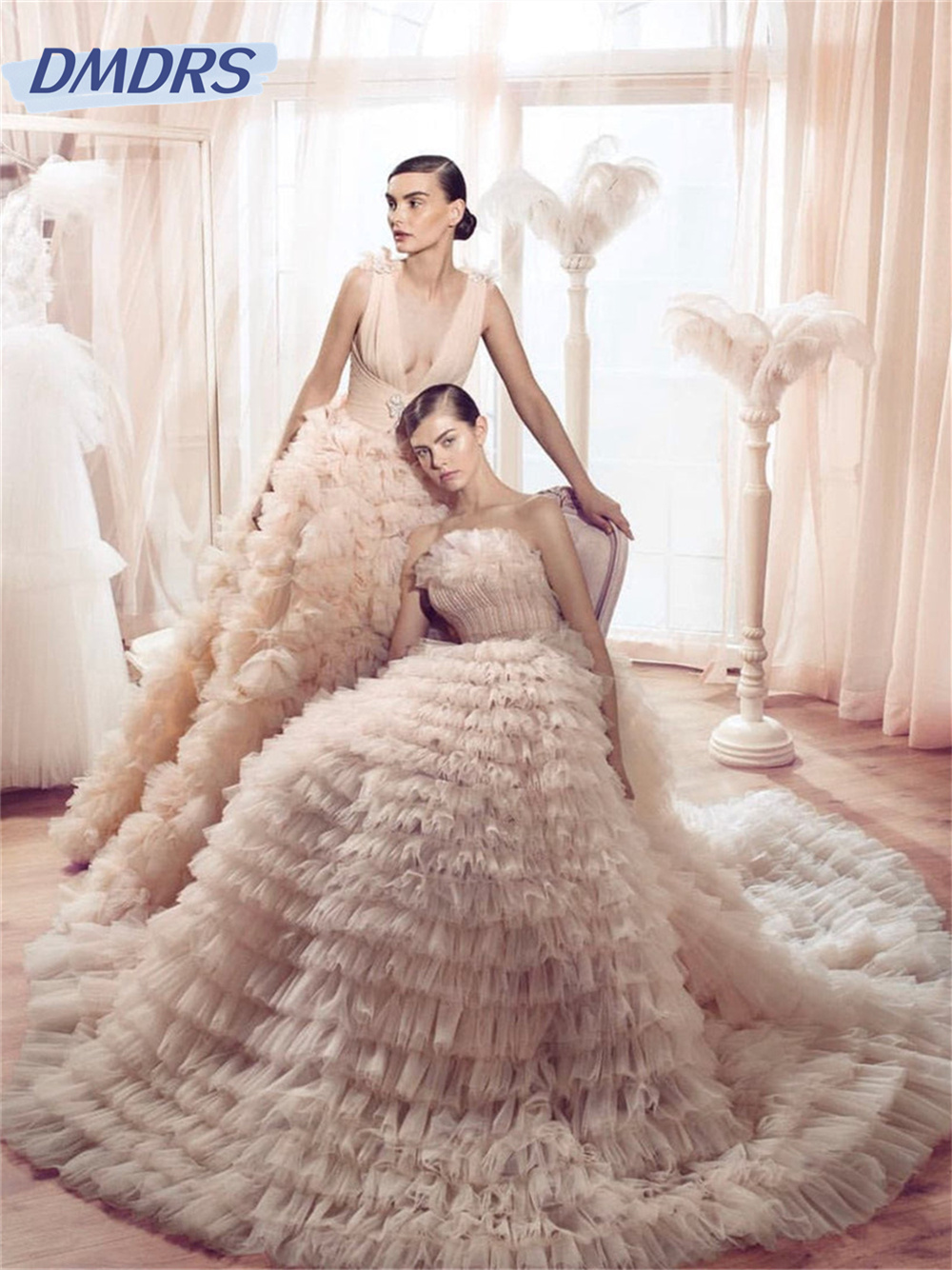 Sexy Deep v-Neck Evening Dress Simple a-Line Floor-Length Gown Simple a-Line Tulle Gowns Vestidos De Novia