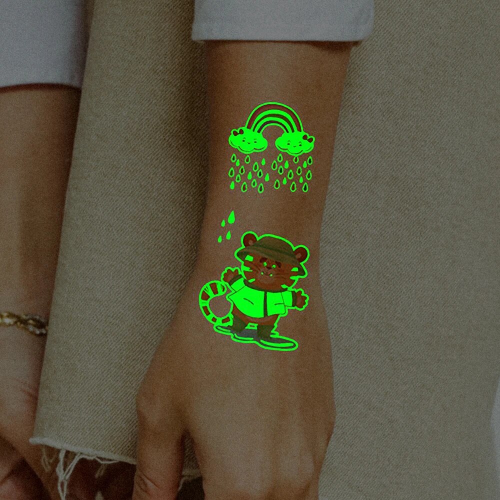 子供のための一時的な入れ墨のステッカー,恐竜,輝く,人魚,ライオン,フラッシュ,腕,ボディーアート,防水,10個