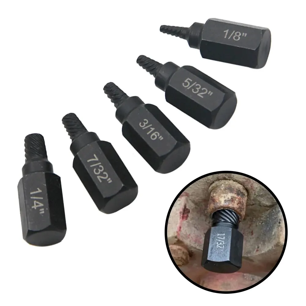 Extractor de tornillos de cabeza rota negra Imperial, juego de herramientas de extracción de tornillos dañados con rosca deslizante múltiple de 1/8 "-13/32", 10 Uds.