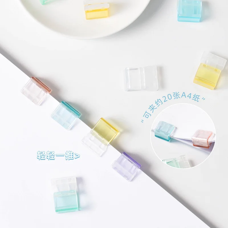 10PC Acrylic Push Clip Pusher Transparent Paper File Document Classification Clips Stationery Index Holder Clamp Office Sorting