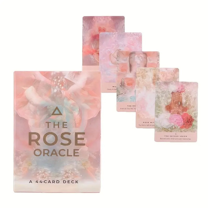 1 กล่อง Rose Oracle ไพ่ทาโรต์ภาษาอังกฤษรุ่นเกมกระดานดาดฟ้าเวทมนตร์ Fairy Guidebook ลึกลับ Divination การ์ดเล่น
