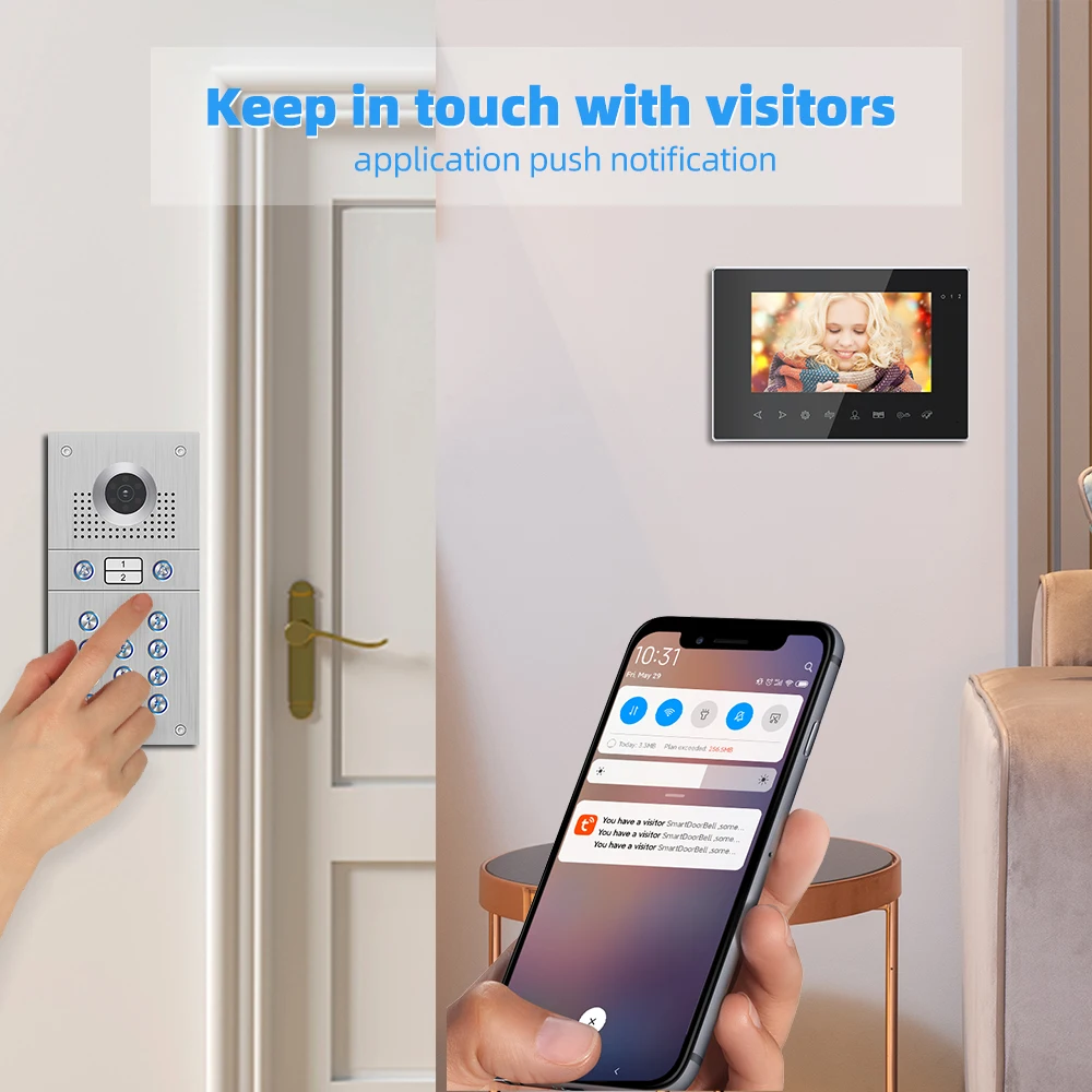 Jeatone-videoportero inteligente Tuya, WiFi, teclado de código de intercomunicación, tarjeta RFID, aplicación de desbloqueo, detección de movimiento para apartamento, 2 unidades