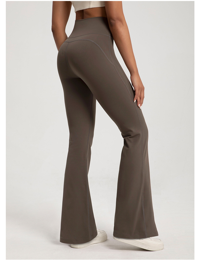 Pantalones desnudos de cintura alta para mujer, pantalones elásticos con parte inferior acampanada para ejercicio físico, informales, para correr al aire libre, Yoga
