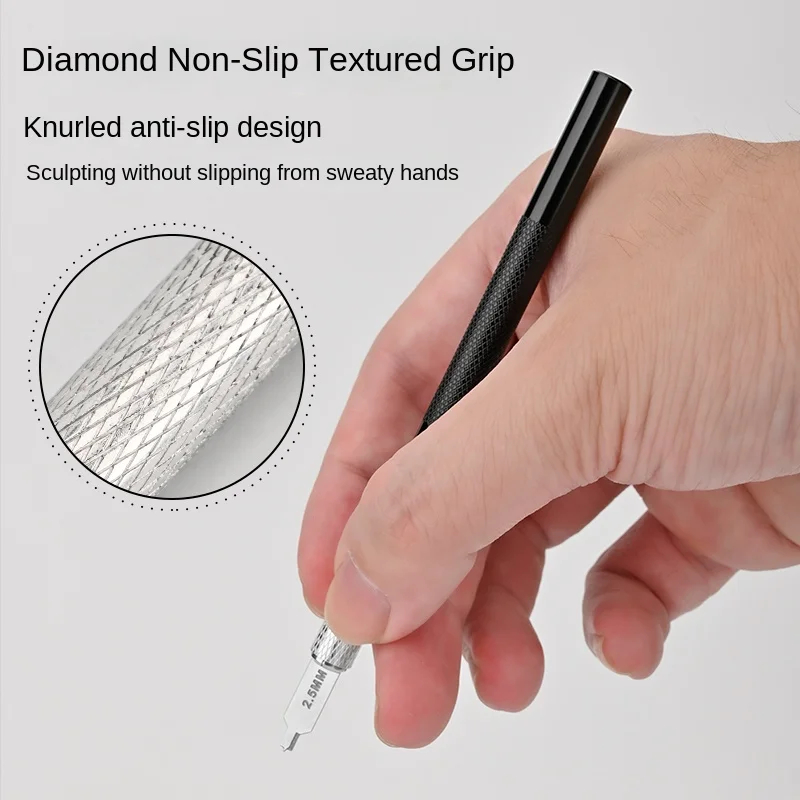 MS108 Flat Bottom Hole Drilling Digging Tool Etched Sheet Knife W/handle  Craft Tool Set for Military Model Building Tools DIY