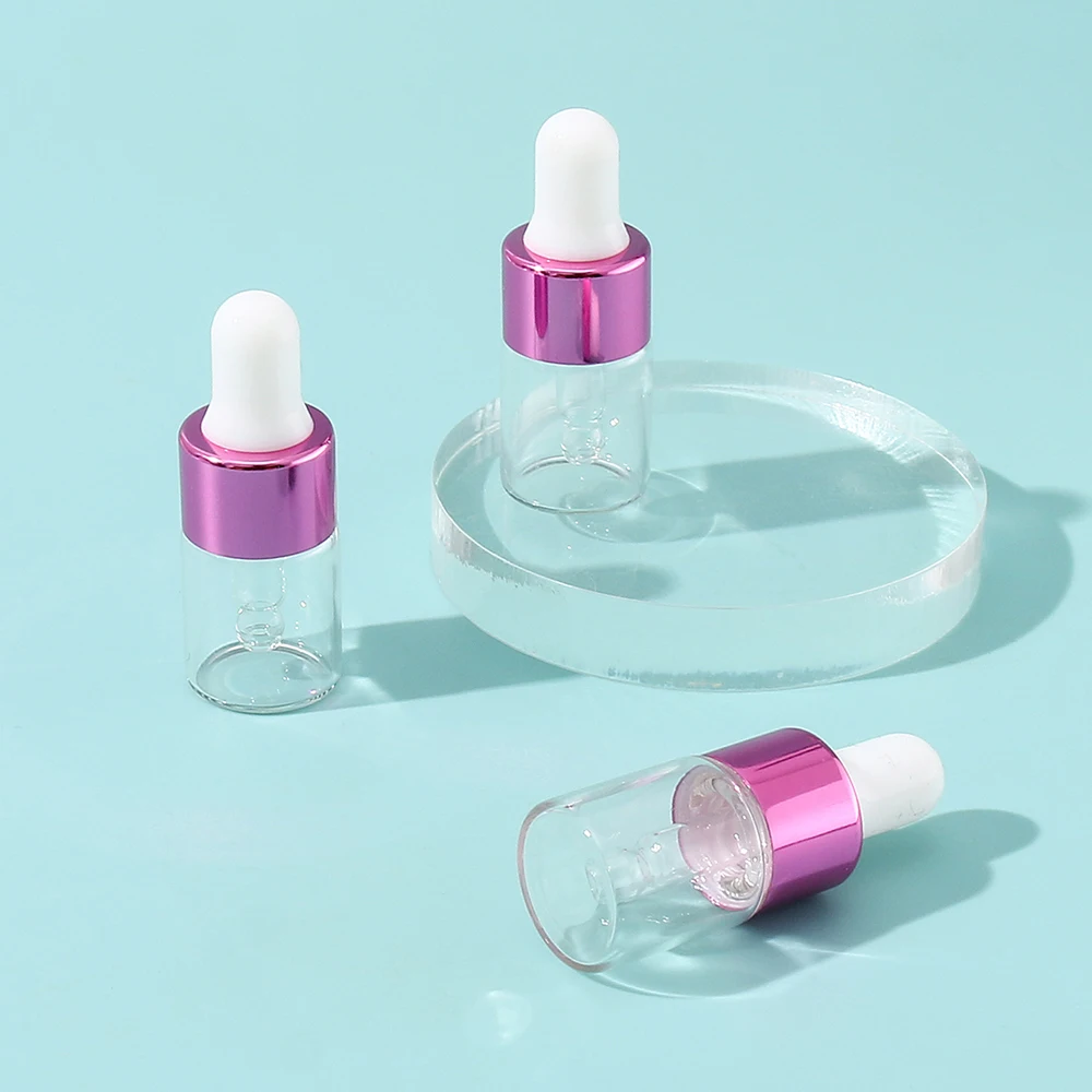 3pcs 2ml 명확한 미니 유리 Dropper 병 에센셜 오일 샘플 여행을위한 유리 눈 Dropper와 작은