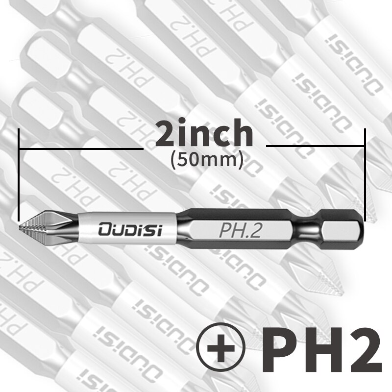 Broca de chave de fenda de impacto Phillips PH2 de 50 mm / 2 polegadas - perfeita para projetos de plástico, madeira e metal!