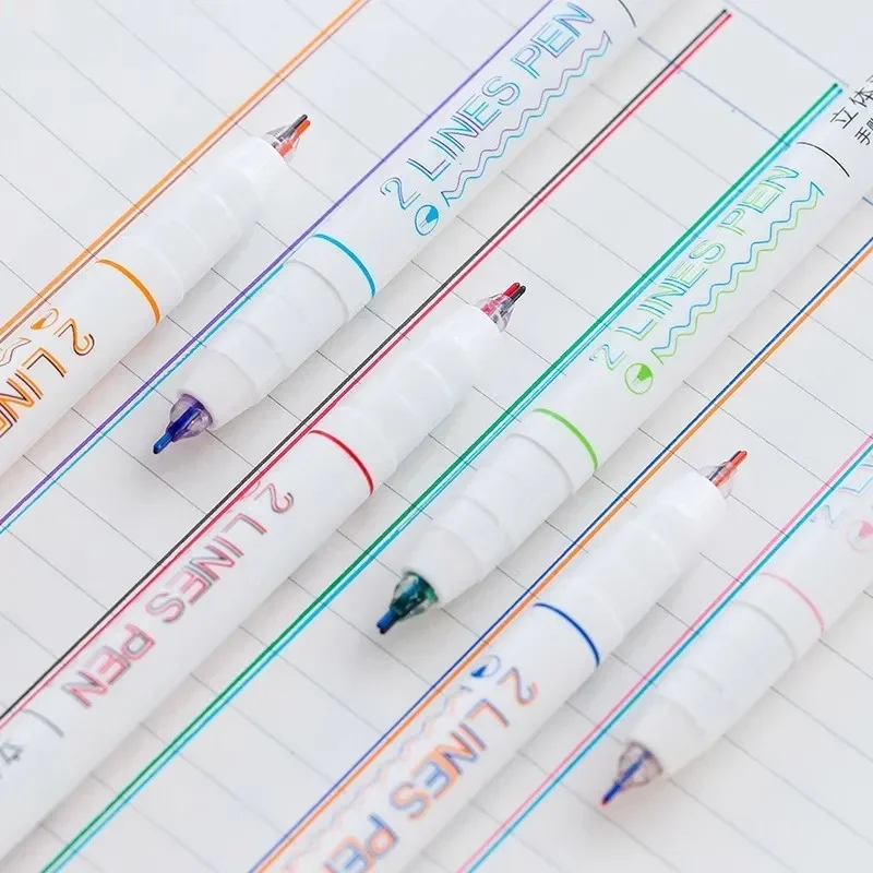 6pcs 2 เส้นสี MARKER ปากกา DIY วาดภาพวาด Graffiti ปากกา 0.5 มม.ปากกาเจล Pigment Liner Highlighter Kawaii เครื่องเขียน
