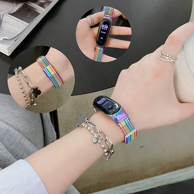 Pulseira para xiaomi mi banda 7 nfc cinta esporte milanese loop pulseira miband7 smartwatch cinto de substituição na mi banda 5 4 3 6