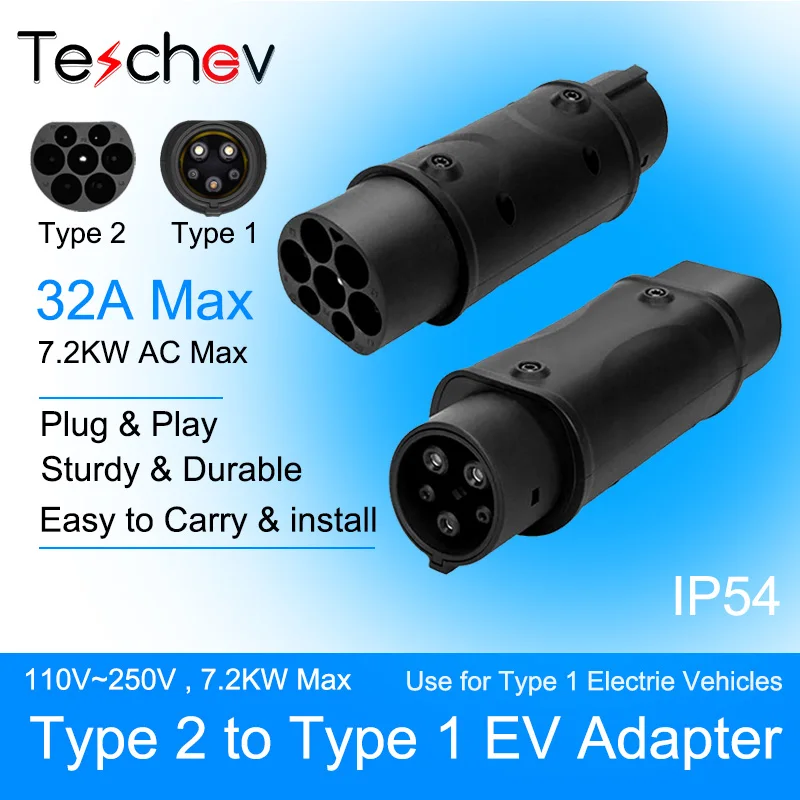 32A 22KW 電気自動車充電コネクタタイプ 2 から GBT 充電 EV コネクタタイプ 2 からタイプ 1 J1772 7.2KW Conventor