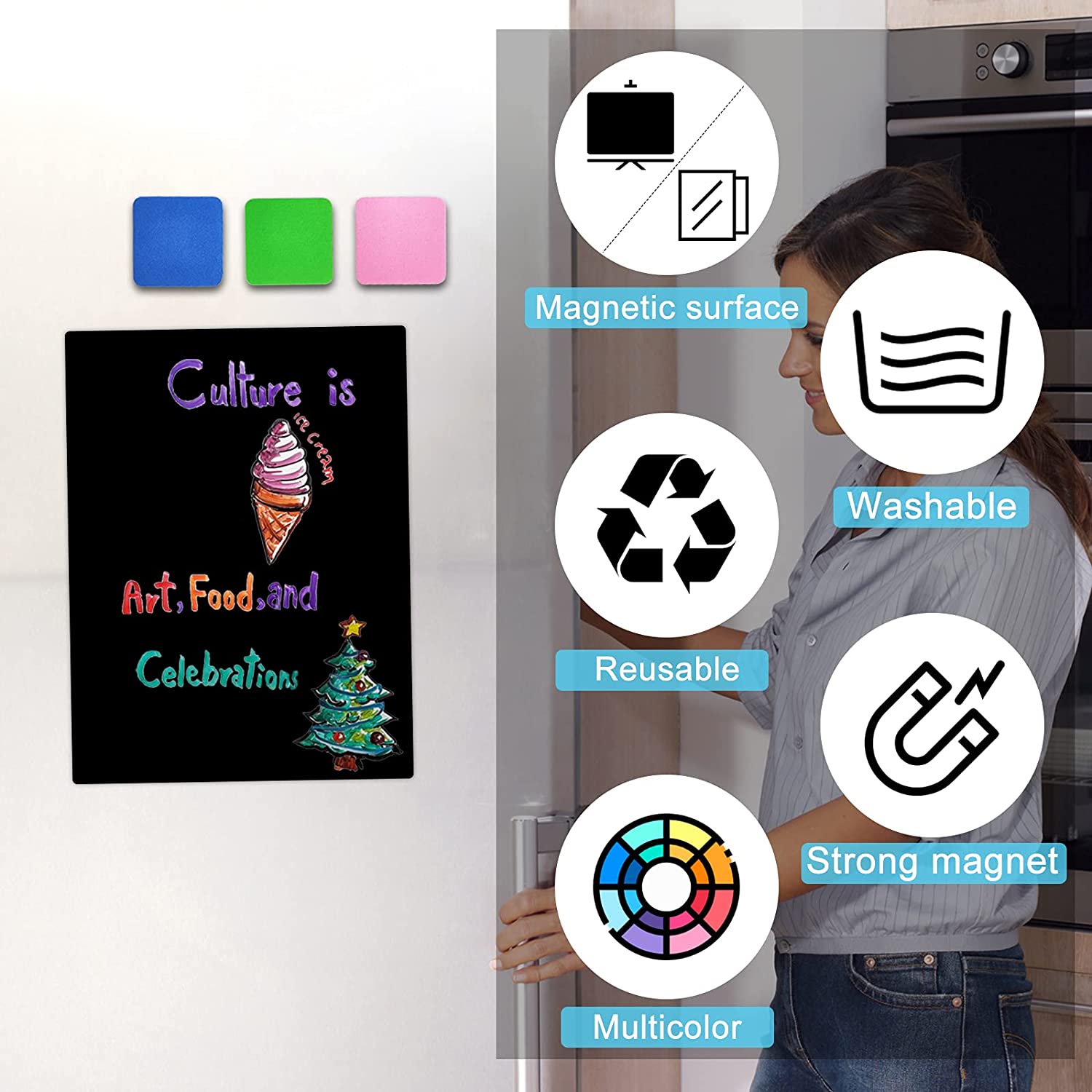 Gomme Magnétique pour Tableau Blanc, Lavable et Réutilisable, Marqueurs Effaçables à Sec, pour Livres, 5x5x2cm, Paquet de 30