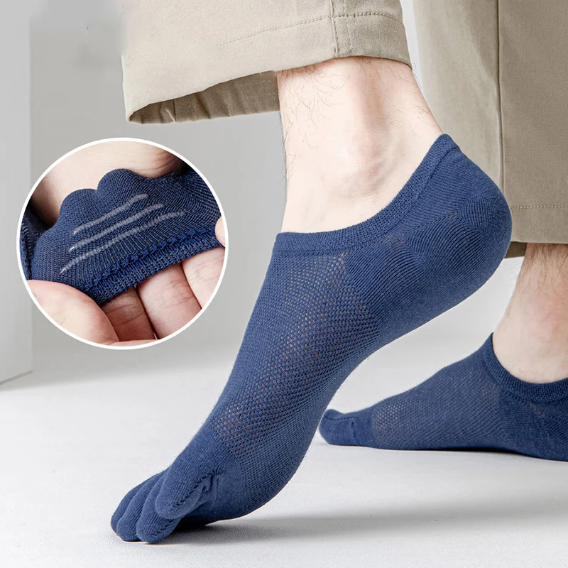 3 par/lote calcetines de hombre transpirables novedad calcetines del dedo del pie moda Casual transpirable dedo barco calcetín alta calidad Sox para hombre