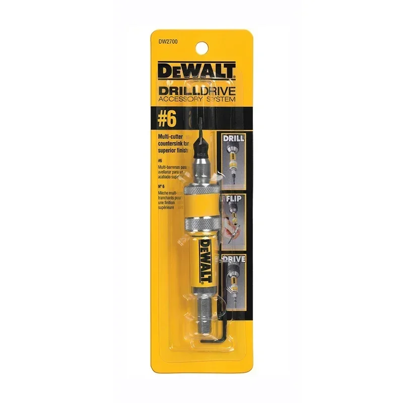 DEWALT DW2700 DW2701 DW2702 Unidad completa de accionamiento abatible para taladro # 6 # 8 # 10 2 en 1 Broca para madera avellanadora 6 mm 8 mm 10 mm Accesorios