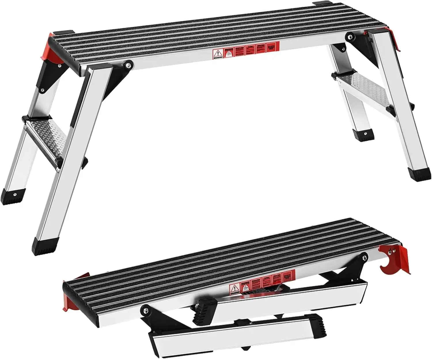 Piattaforma da lavoro in alluminio, scala pieghevole 150 kg, serrature di sicurezza, antiscivolo, per casa e officina