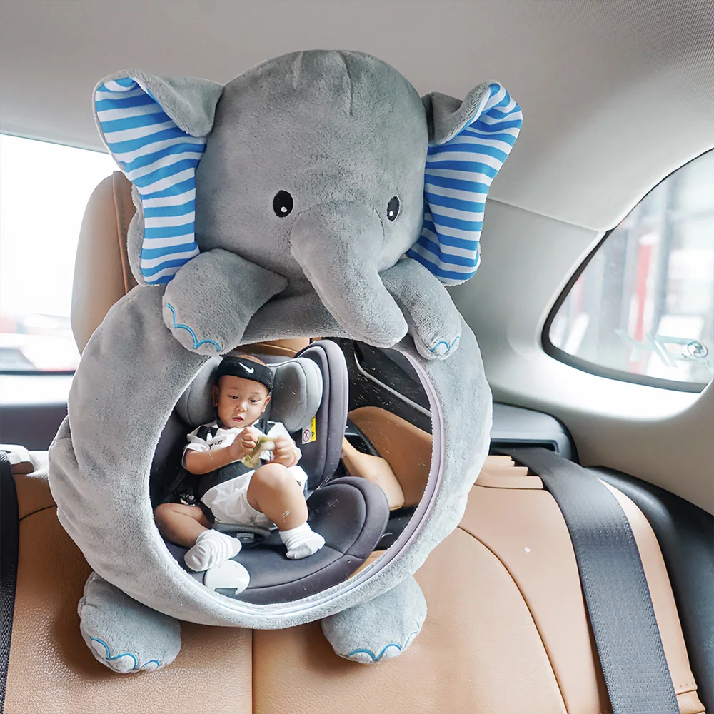 Espelho retrovisor do carro dos desenhos animados para o bebê, brinquedo multi-função, espelho macio, fácil de instalar, barriga tempo