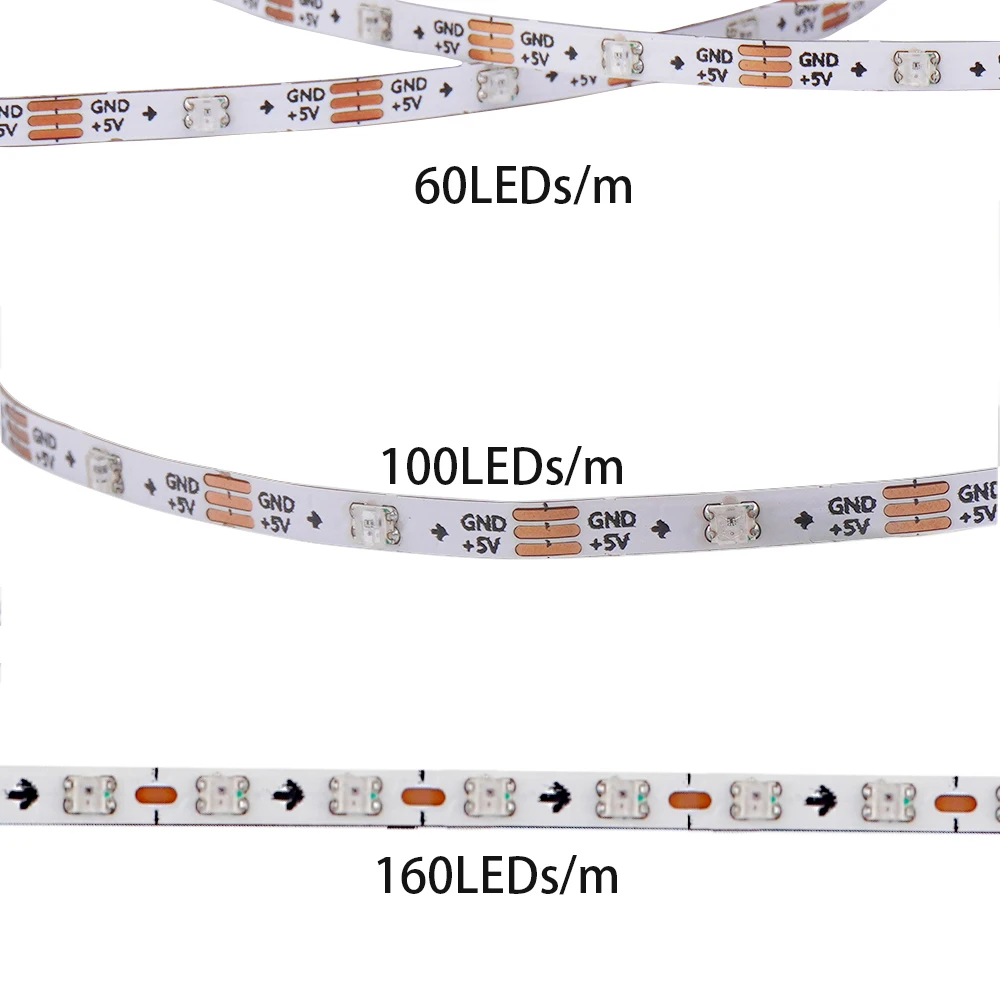 Super Thin 3mm WS2812b LED Strip Light DC 5V 12V Individually Addressable SPI RGB Pixel LED Tape Ribbon Dream Colour DIY