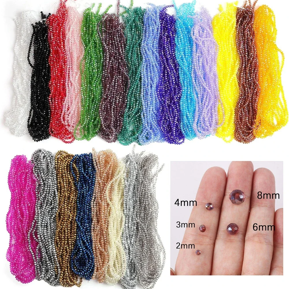 2Mm 4Mm 6Mm 8Mm Rondelle Áo Hạt Pha Lê Mài Giác Hạt Rời Không Gian Siêu Tốc Hạt Cho DIY vòng Tay Trang Sức Làm