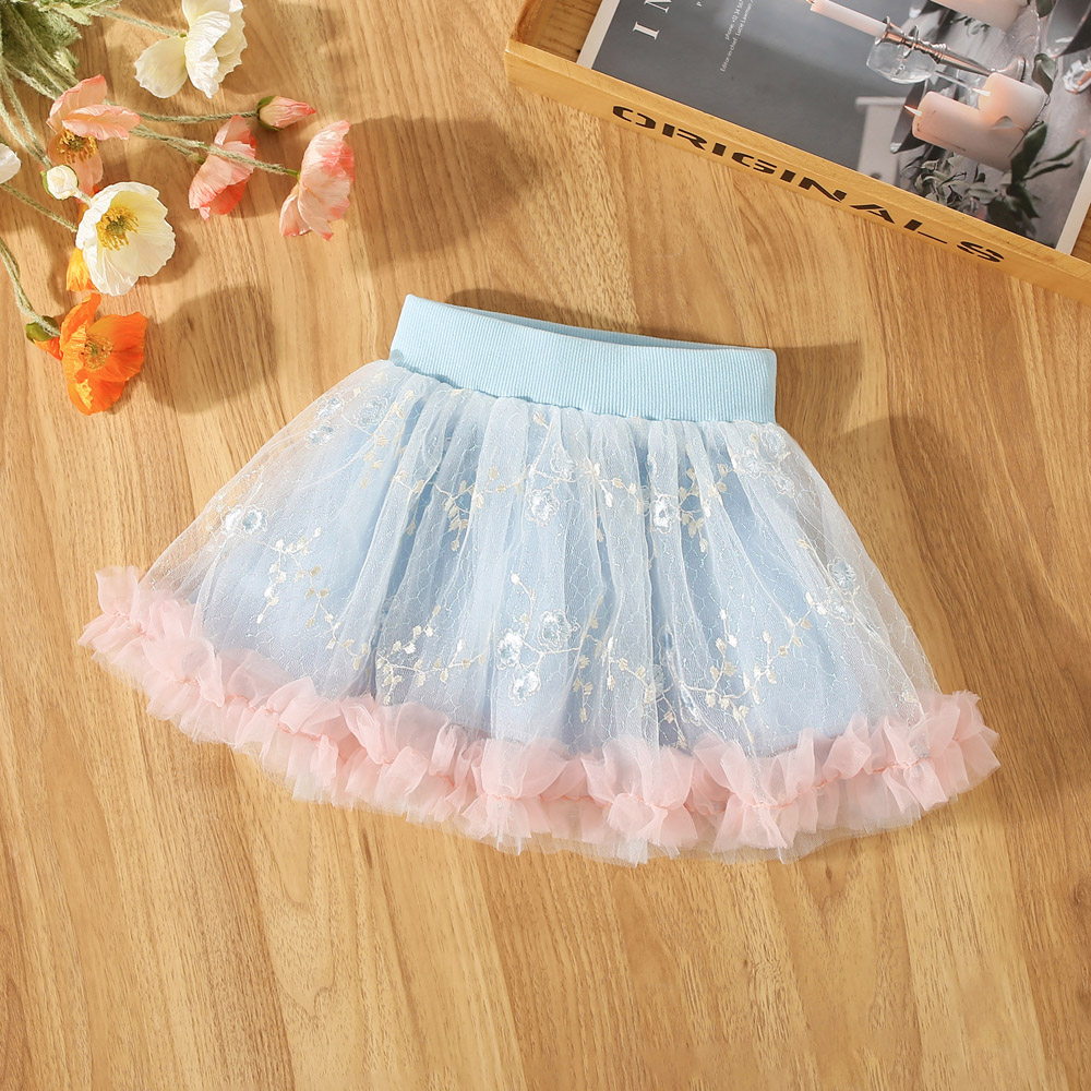 Gonna estiva in pizzo floreale per bambina gonna corta dolce e Versatile per bambina