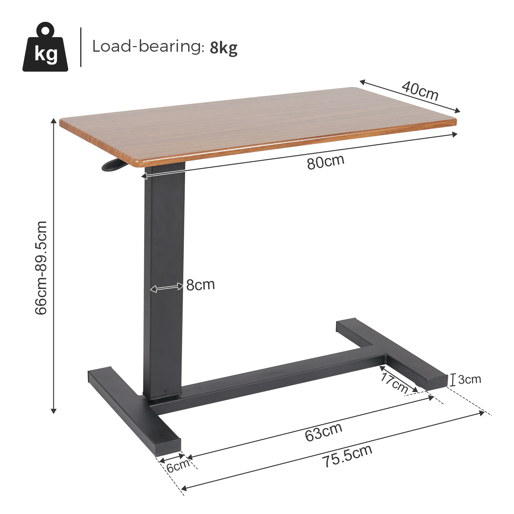 Scrivania per laptop Home Office con rotelle regolabile a 360° °   Supporto mobile per computer con rotazione sul tavolo del divano