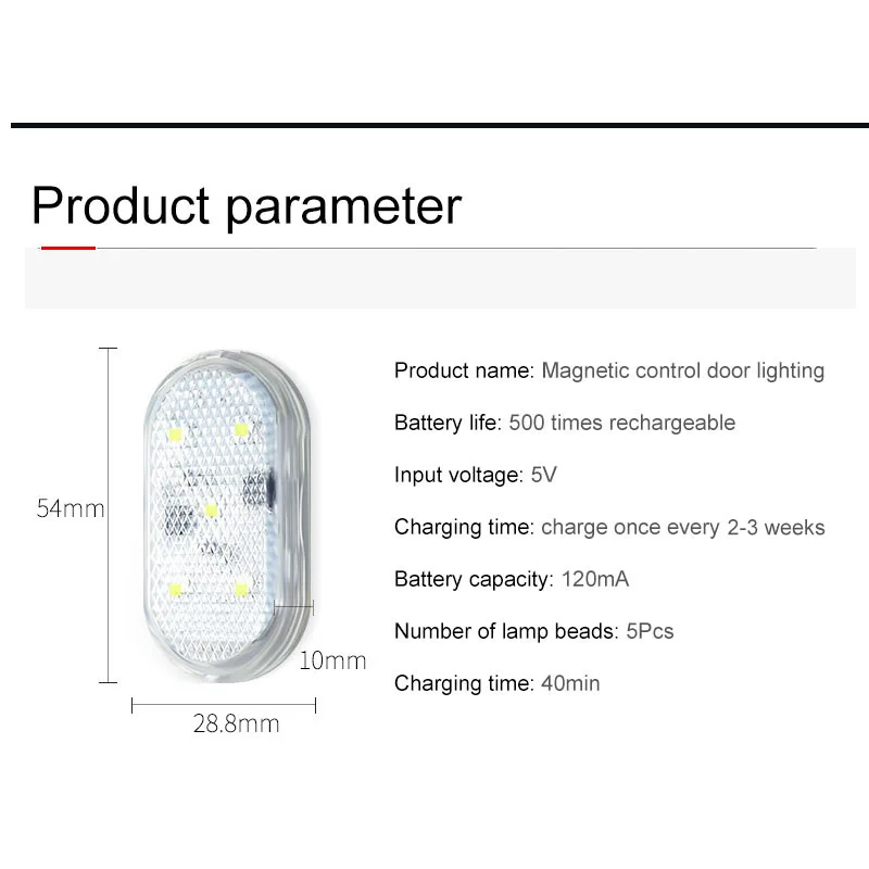Luz Led para puerta de coche, interruptor magnético inalámbrico recargable por USB, lámpara nocturna, señal de puerta de coche, iluminación de bienvenida, 1, 2, 4 Uds.