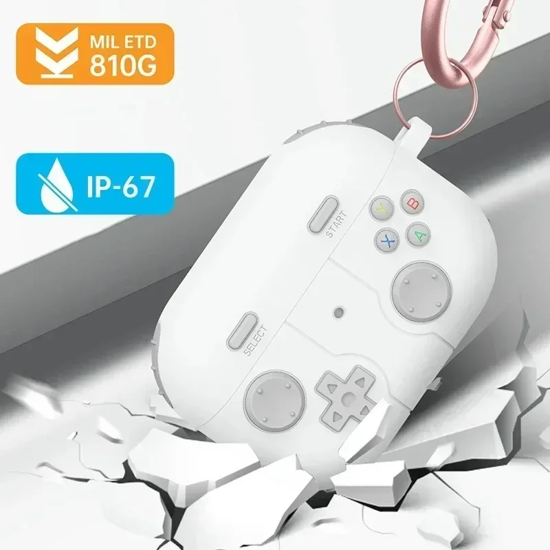Capa Protetora de Fone de Ouvido Gameboy com Chaveiro, Capa Protetora de Silicone Macio para Airpods Pro 2 3 e 3DGamepad