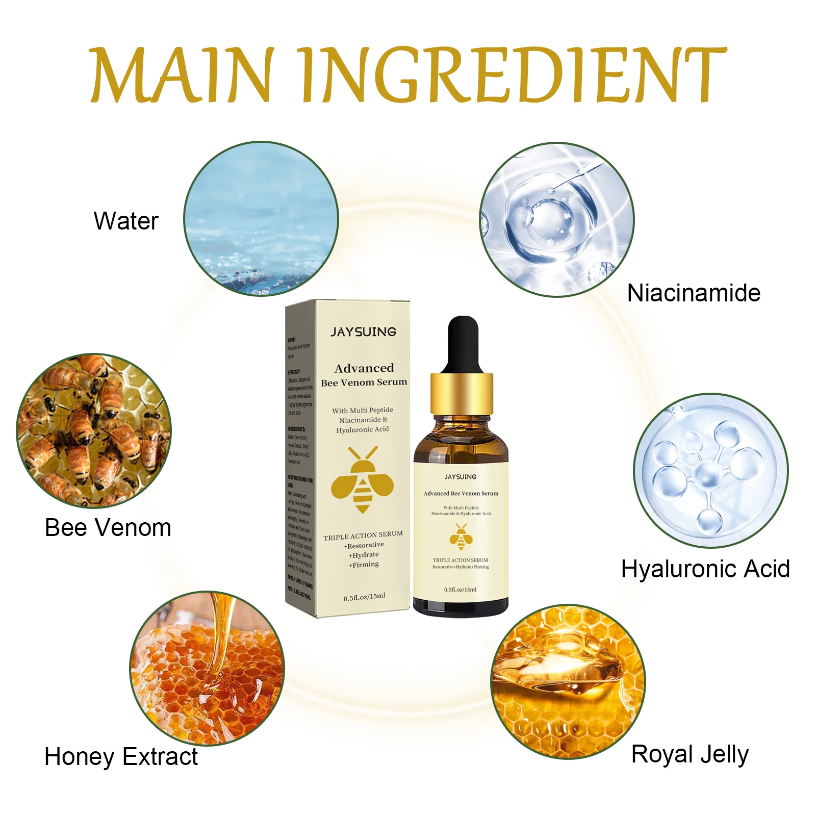 Advanced Bee Venom Serum กระชับ Lightens Fine Lines Repair Dullness Moisturizing Firming Facial Skin Essence ผิวกระจ่างใส