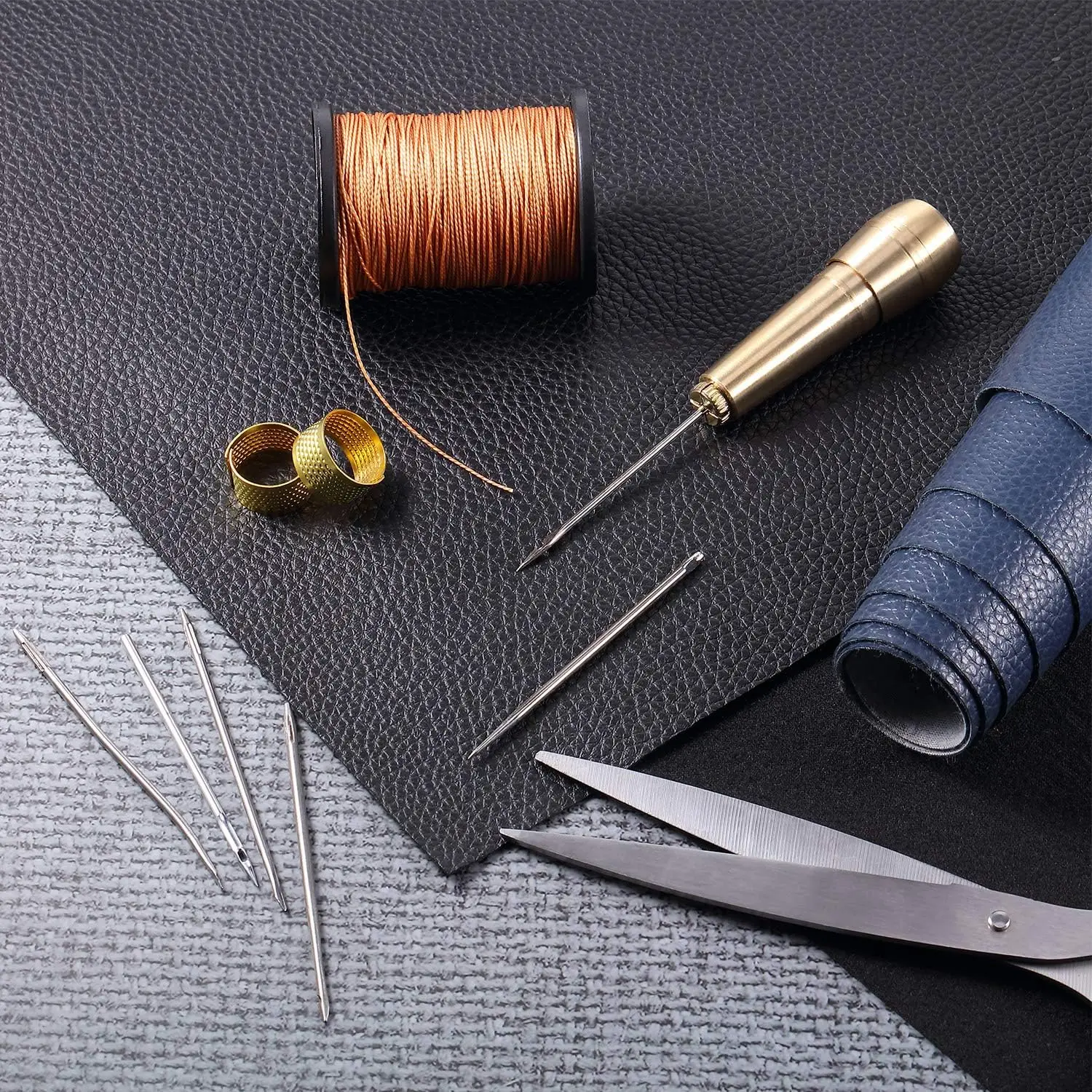 11 hand gefertigte Ledern äh werkzeuge für Schuhe und Leder reparaturen, 6 Kupfer griff Canvas Leder nähen konische Nadeln
