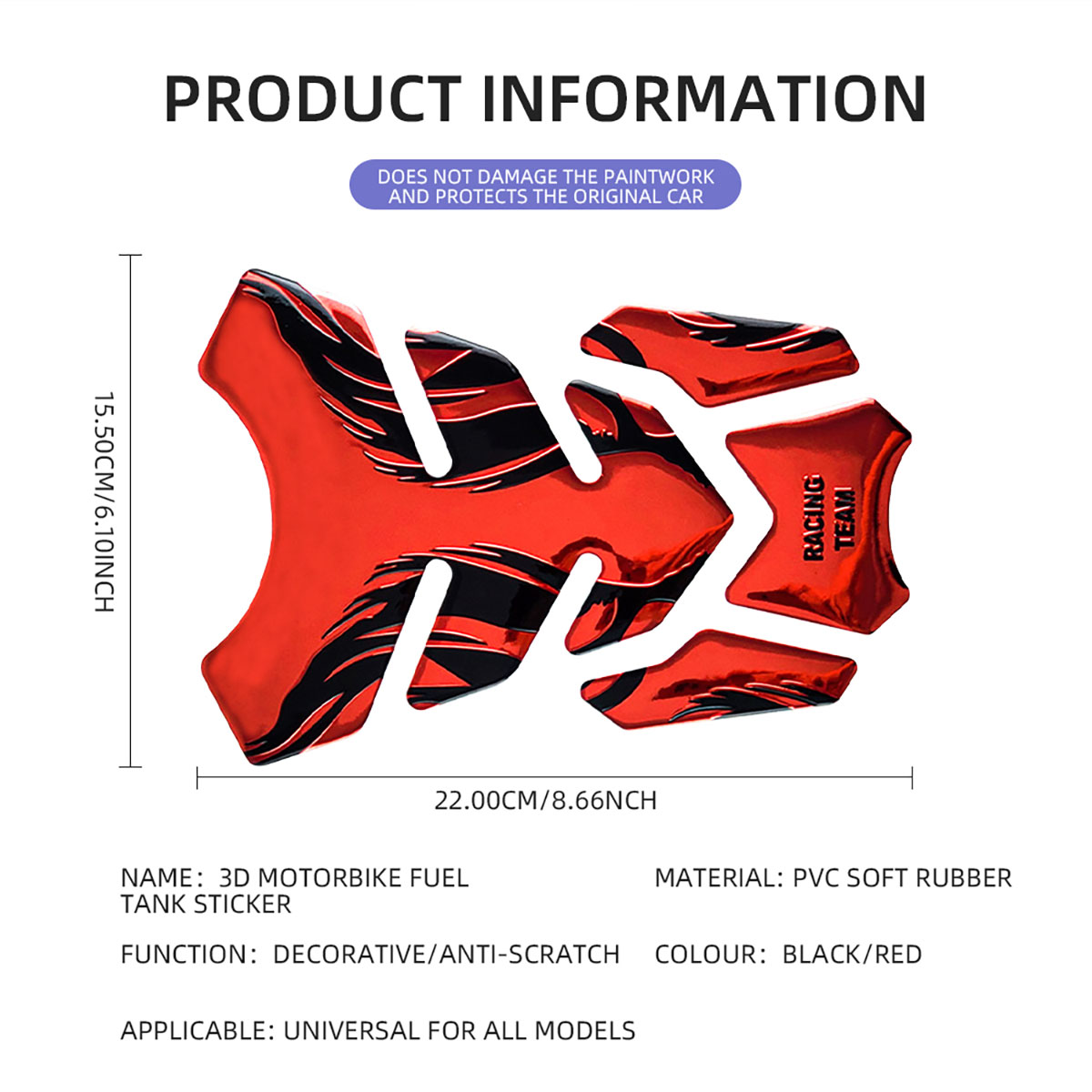 Adesivo de osso de peixe para motocicleta, adesivo para tanque de motocicleta, espinha de peixe 3d, protetor de óleo e gás, modificação de decalque