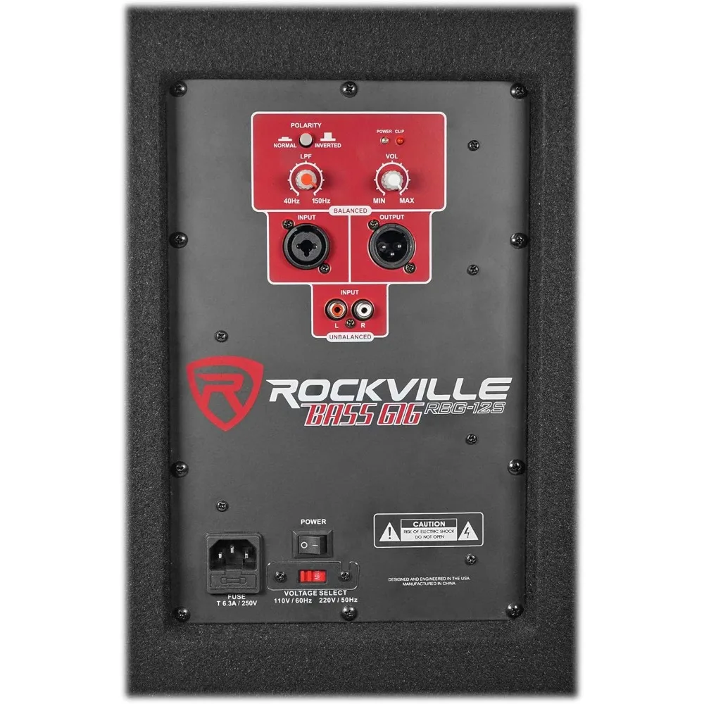 RBG12S Bass Gig 1400W Active PA Subwoofer 12-Inch, 8-Ohm, Deep Bass, Portable Design, Adjustable Crossover, for DJs and Live Ev