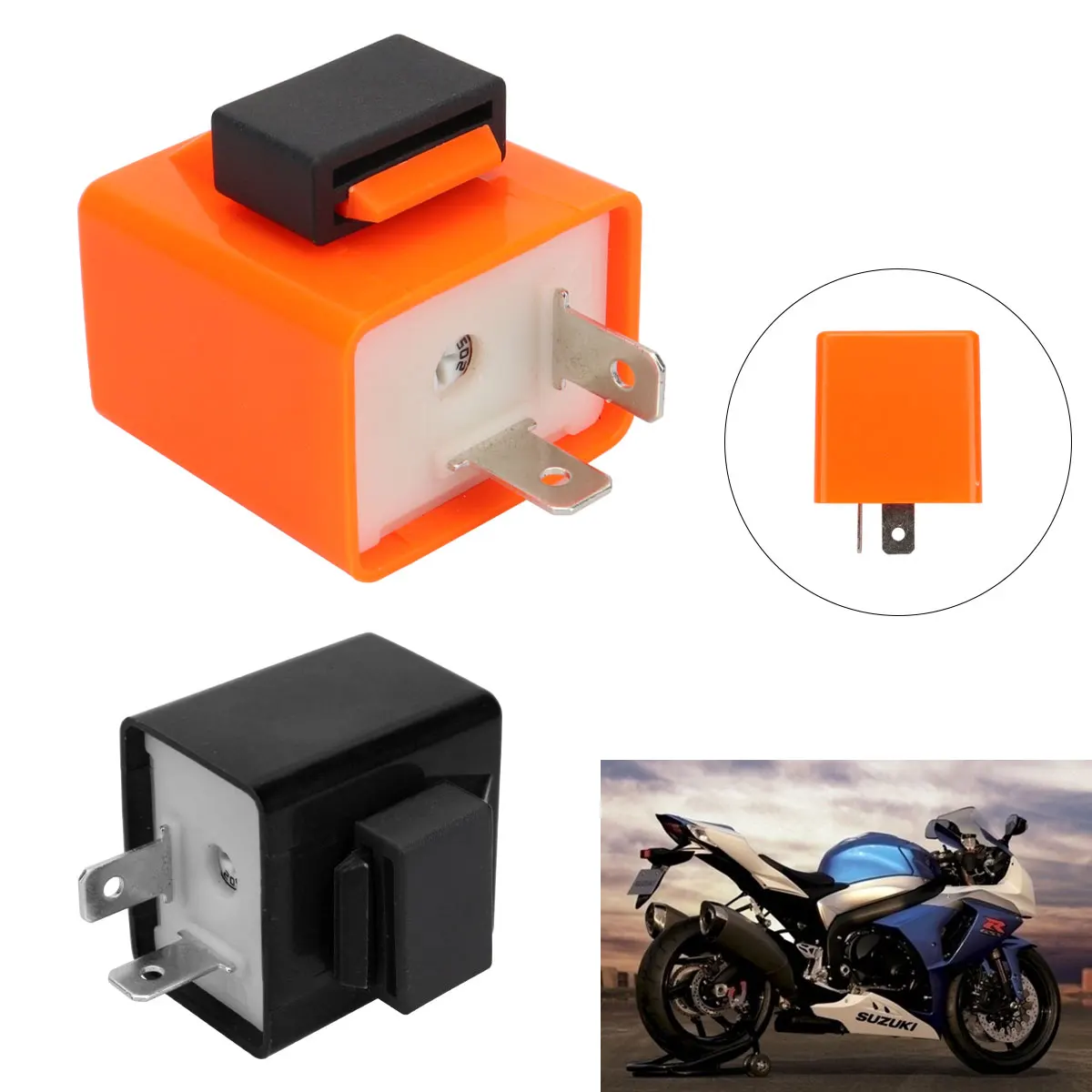 2-poliges elektronisches Blinkrelais für Motorräder, 12 V Geschwindigkeit, einstellbar von Blinker, quadratisch, blinkende Anzeige, Relais