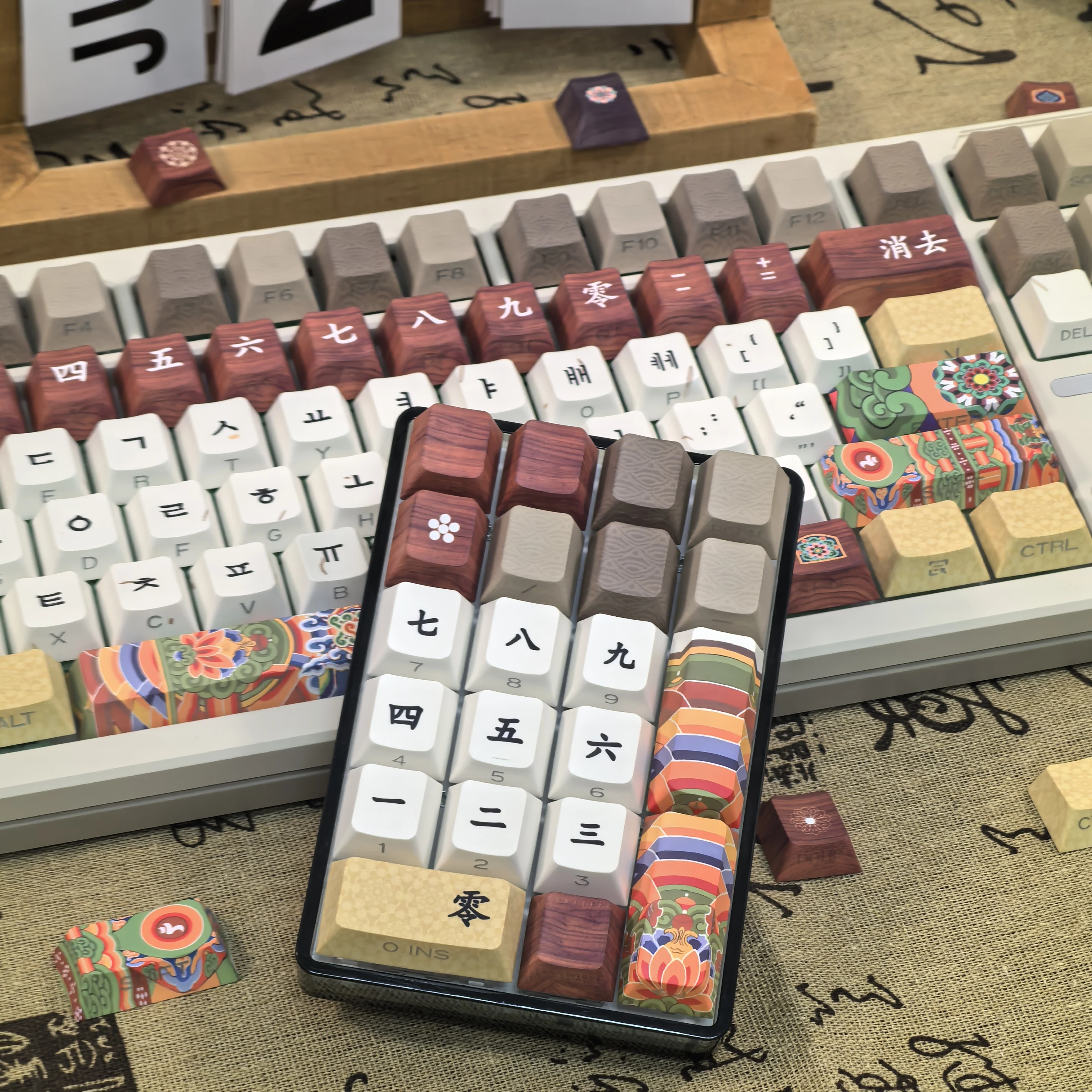 Retro Korean Keycap Tradition Ancient Architecture Dancheong Side Engraved Translucent Pbt Cherry "L" Key Layout Hangul Keycaps