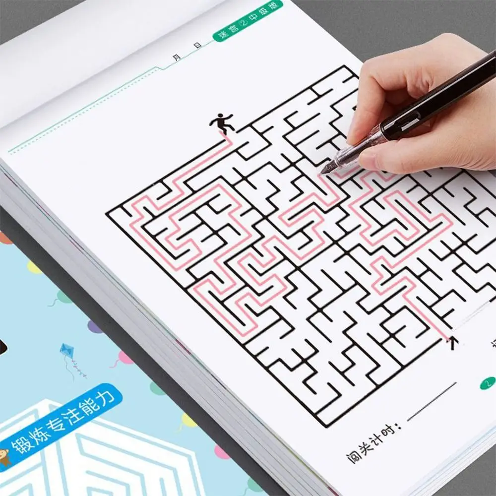 Multicolor Maze Training Book Different Difficulty Levels Intelligence Development Puzzle Labyrinth Game Paper