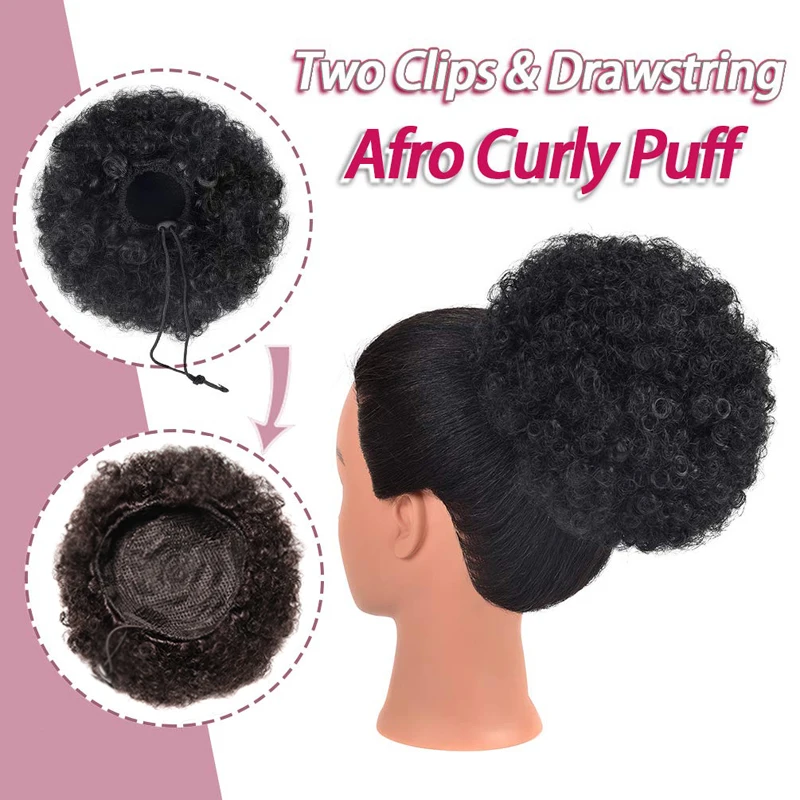 Grandes extensões de rabo de cavalo afro puff clipe em cordão rabo de cavalo resistente ao calor sintético afro encaracolado rabo de cavalo peças de cabelo