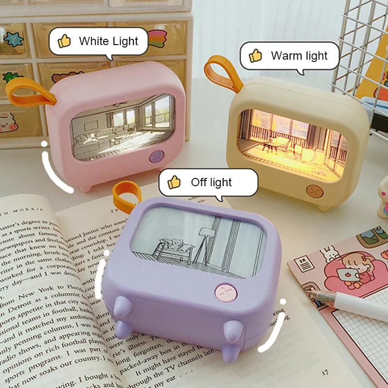 ทีวีภาพวาด Night Light LED เด็กน่ารักการเรียนรู้ตารางโคมไฟตกแต่งบ้านแสงบรรยากาศ MINI Desktop ของขวัญวันเกิด
