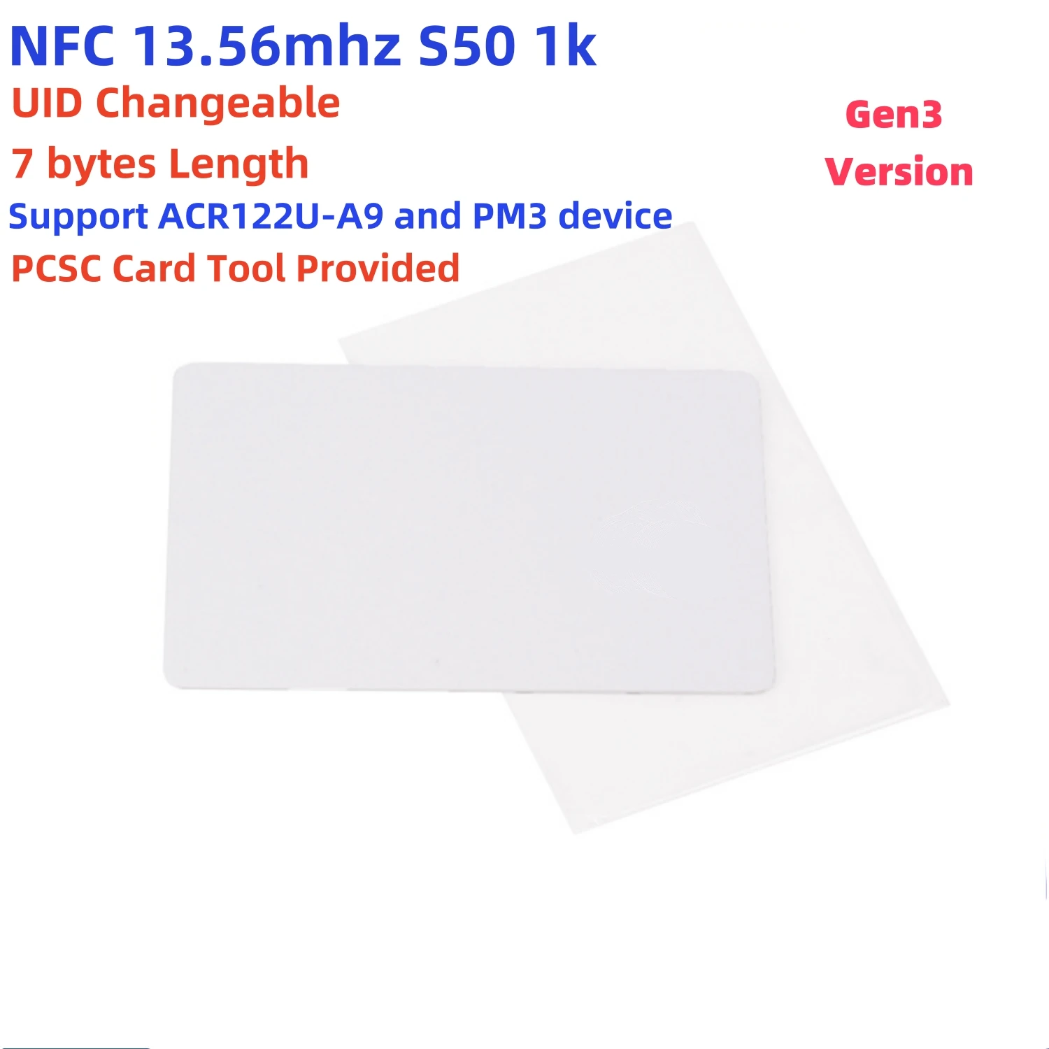 Nfc rfid 13.56mhz s50 1k com 0 bloco 7 bytes uid mutável gravável cartão inteligente gen3 etiquetas mágicas chinesas token ic para clone