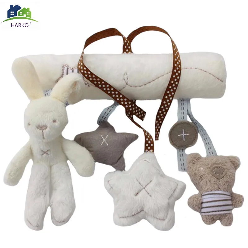 2024 ใหม่แขวนเตียงกระต่ายเด็ก Hand Bell ความปลอดภัยที่นั่ง Plush ของเล่น Multifunctional Plush ของเล่นรถเข็นเด็กมือถือของขวัญ