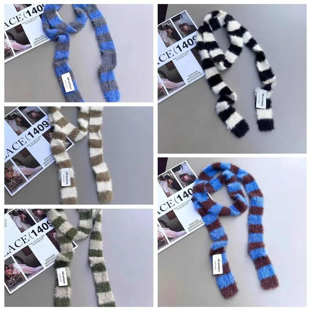 Bufanda a rayas estilo Harajuku Y2K, accesorios de ropa de colocación dulce y fresca, bufandas largas y estrechas, accesorios para bufandas de estilo coreano