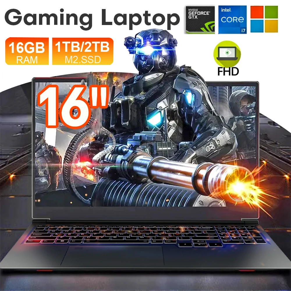 Ordenador portátil para juegos de 16 pulgadas intel Core i7-6700HQ GTX 1060 Notebook PC 120Hz Full HD IPS 16GB DDR4 1TB SSD Windows 11 portátil Gamer