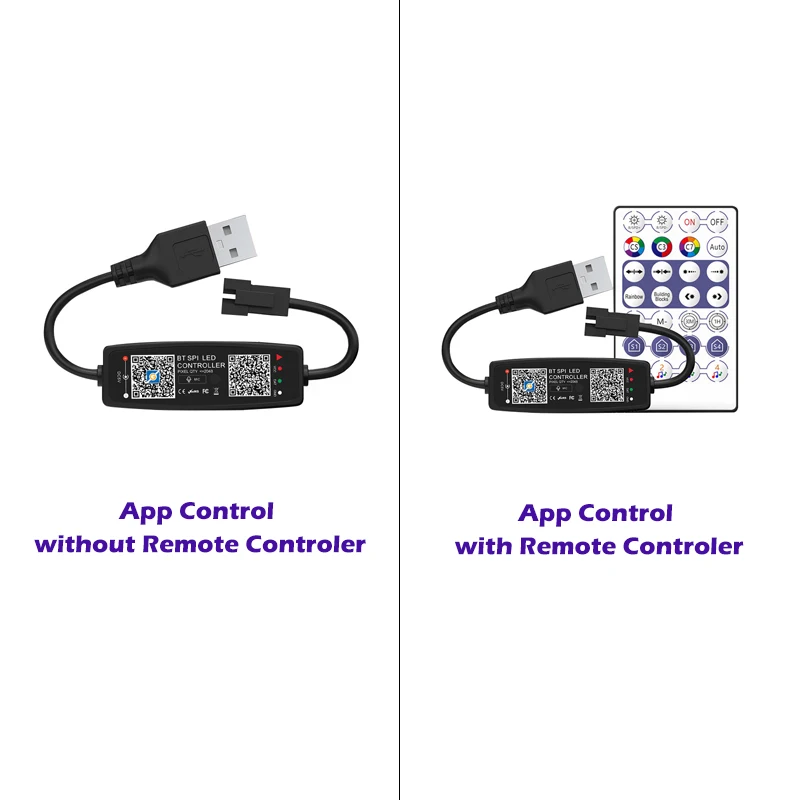 WS2812B Controller Bluetooth Musica APP Controllo per Pixel LED Strip Light SK6812 WS2811 WS2812 Luci a nastro USB 5V Telecomando