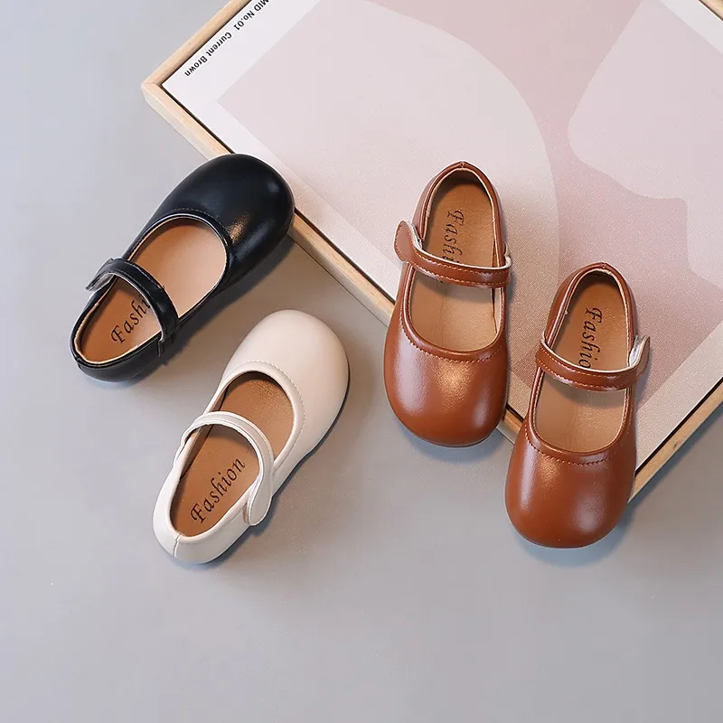 สาวสีดํารองเท้าเด็ก Mary Janes สําหรับงานแต่งงานรองเท้าเด็ก Back To School Beige สีดําสีน้ําตาลฤดูใบไม้ผลิฤดูใบไม้ร่วงง่าย