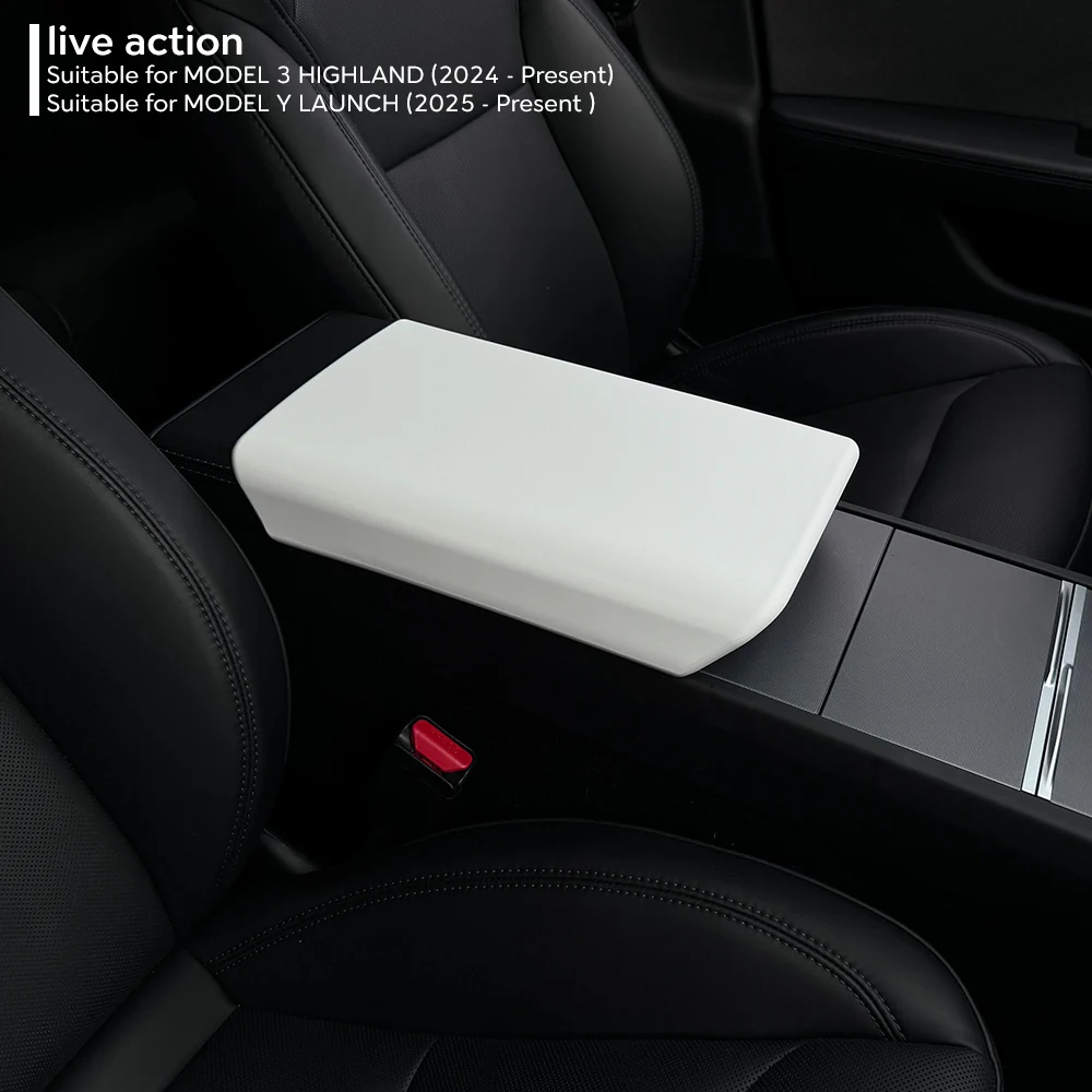 for Tesla Model Y 2025 Model 3 Highland 2024 TPE Soft Case Car Center Console Arm Rest Lid Central Armrest Cover Accessories