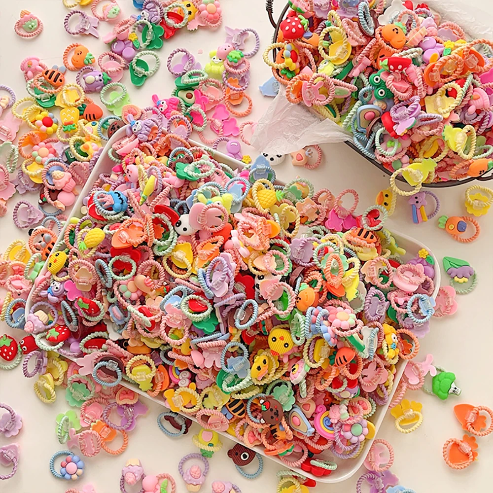 50/100 peças de laços de cabelo fofos para meninas, alta elasticidade, não machuca o cabelo, corda de cabelo doce para meninas, crianças
