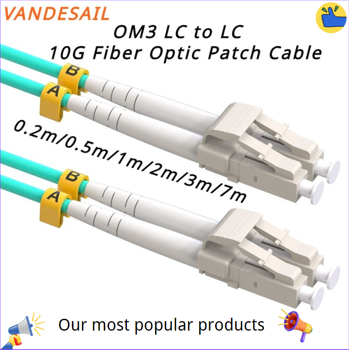 Vandesail OM3 LC-LC 0.2m/0.5m/1m/2m/3m/5m7m デュプレックスファイバーパッチケーブル |   10G インターネット、マルチモード SFP、LSZH ジャケット - 1 個