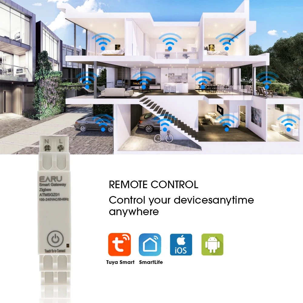 Tuya drahtlose zigbee brücke smart home ac100 ~ 240v 50/60hz din-rail zigbee gateway hub fernbedienung für alexa google home