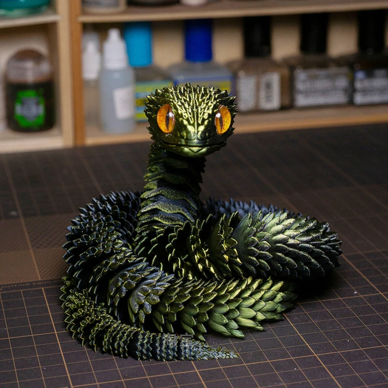 3D พิมพ์งู Rotatable Articulated Snake Joint Mobility สัตว์จําลองสํานักงานเครื่องประดับตกแต่งบ้านเด็กของขวัญ