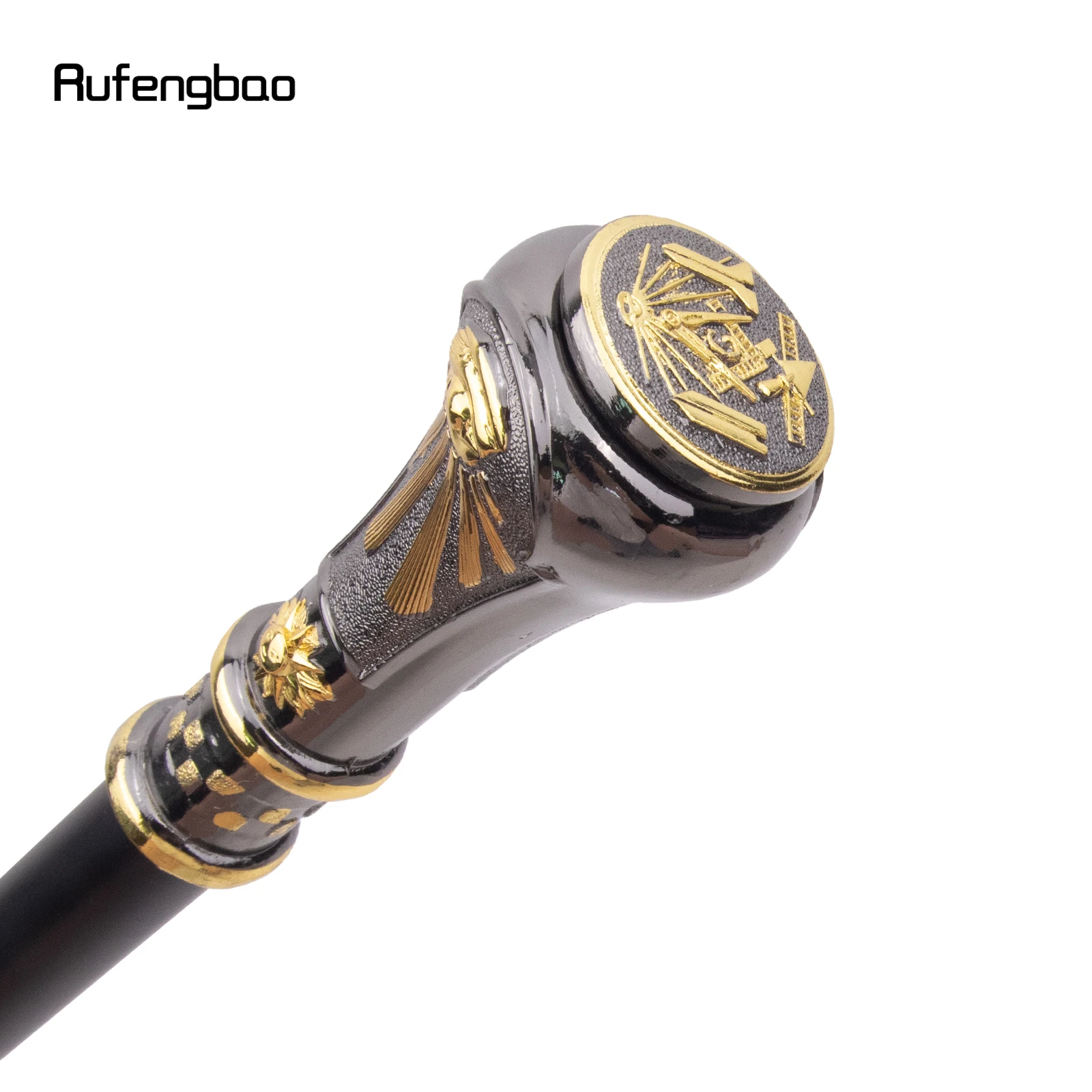 Golden Black Freimaurerei Freimaurer VG Totem Relief Gehstock Mode Gehstock Gentleman Crosier Knopf Gehstock 93 cm