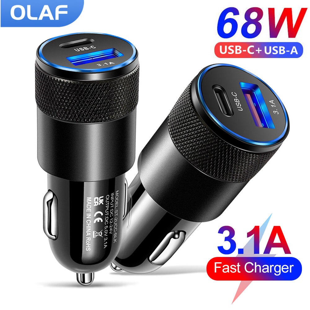 Olaf 68w pdカーチャージャーusbタイプc急速充電カーフォンアダプターiphone用13 12 xiaomi huawei samsung s21急速充電3.0