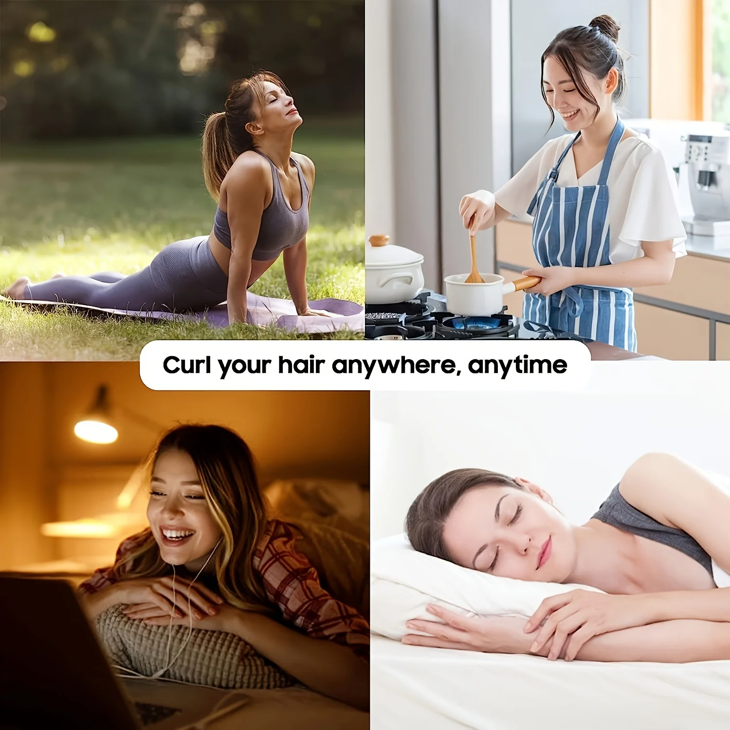 2 個ヒートフリーヘアカーラーサテンシルク睡眠キャップセットヘッドラップナチュラルカーリーヘアロングヘアケアウェーブ睡眠カーリングツール