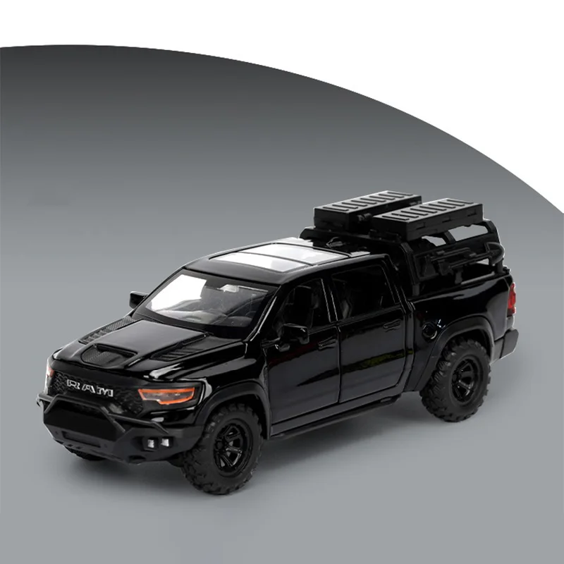 1:32 Dodge RAM Mammoth Pickup Truck Off Road Alloy Toy Car Model Sound & Light Pull Back Collection Prezent dla chłopców Dzieci Dziecko
