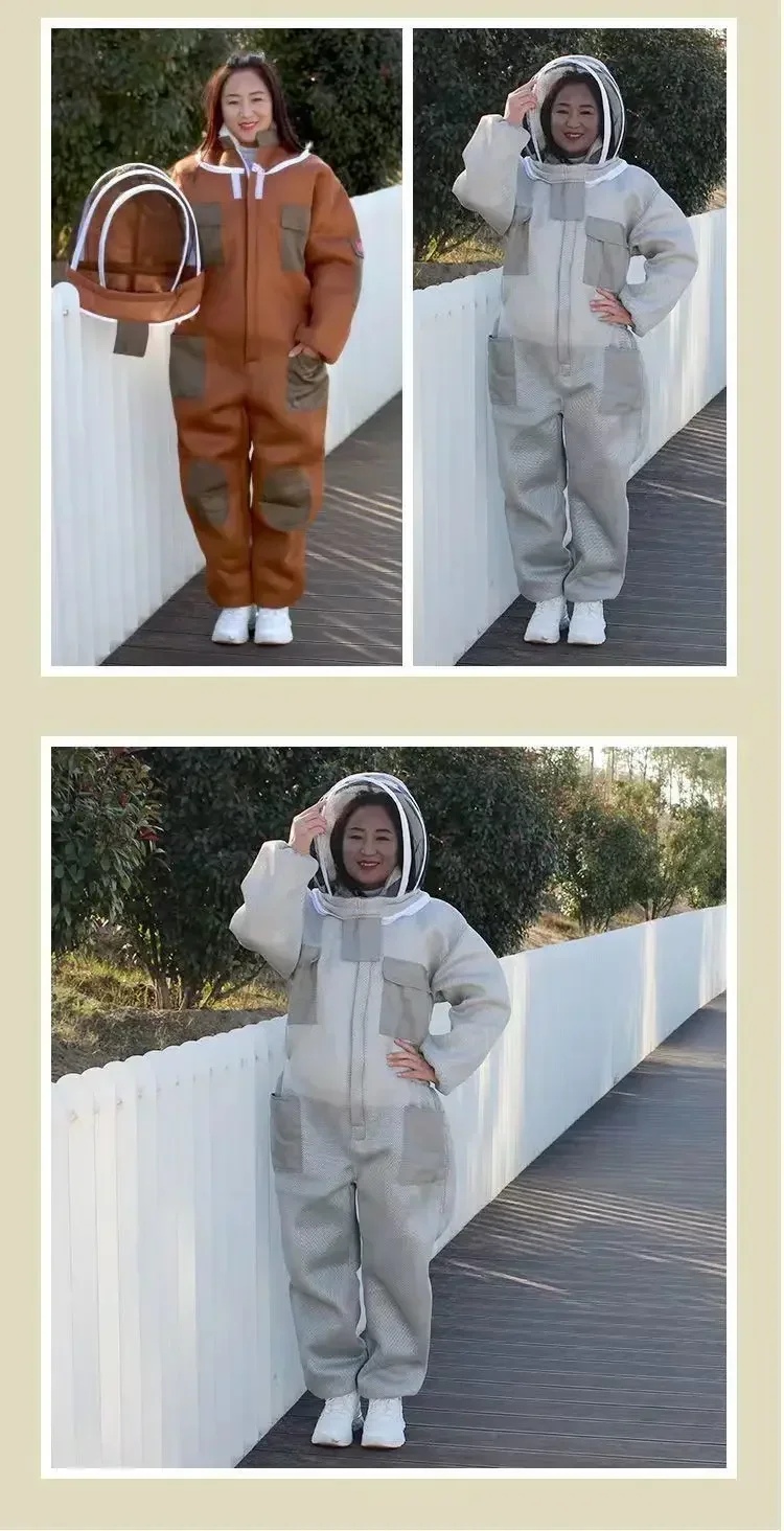 1 セット養蜂スーツ白 3 層メッシュ蜂スーツ金属ジッパー養蜂スーツ養蜂家養蜂ツール養蜂機器