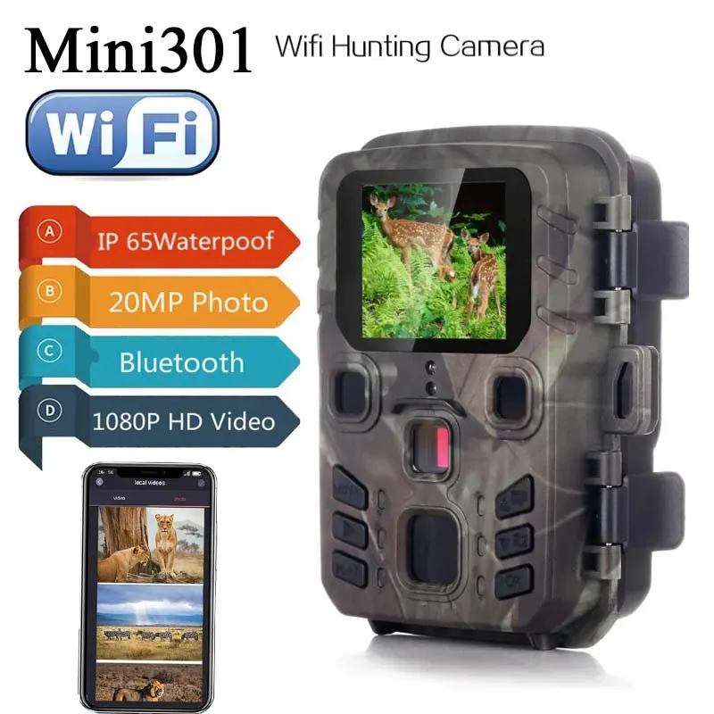 Cámara de caza con Wifi para exteriores, videocámara de rastreo con Control por aplicación, inalámbrica, Bluetooth, 24MP, 1296P, visión nocturna, movimiento, trampas para vida silvestre, foto